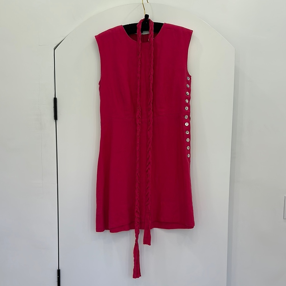 Pink Sleeveless Mock Neck Sheath Mini Dress